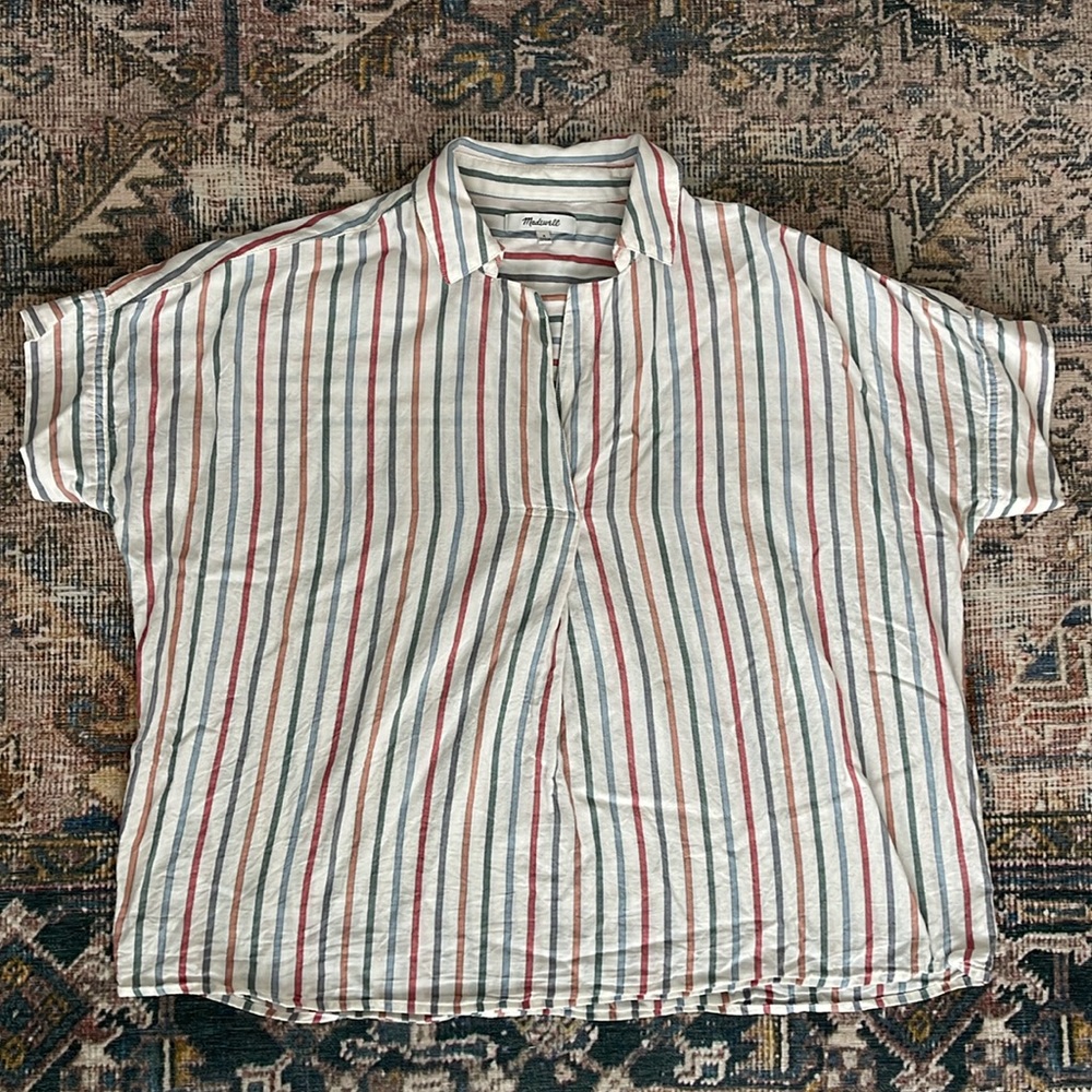 Madewell stripped linen collared top